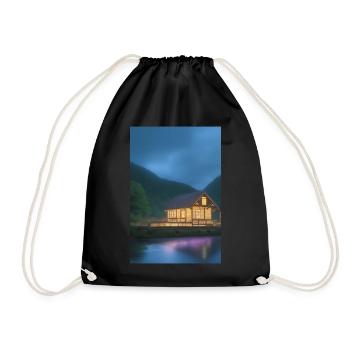 Charming lakeside cabin - Drawstring Bag - black - Front