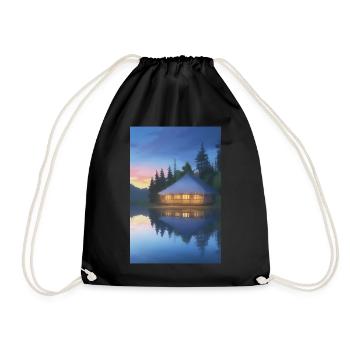 Charming lakeside cabin - Drawstring Bag - black - Front