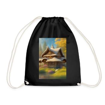 Charming Lakefront Cabin - Drawstring Bag - black - Front