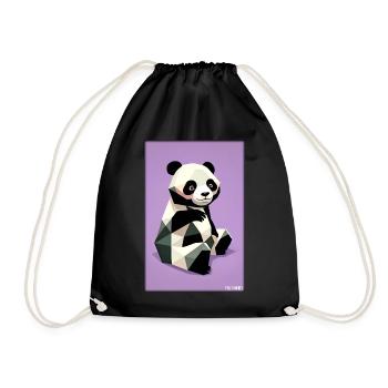 Panda Polygon Wild Pandabär Wildnis Zoo Tier - Turnbeutel - Schwarz - Vorne