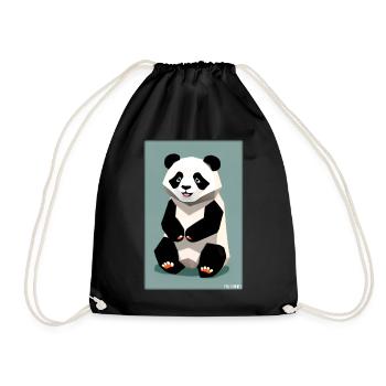 Panda Polygon Wild Pandabär Wildnis Zoo Tier - Turnbeutel - Schwarz - Vorne