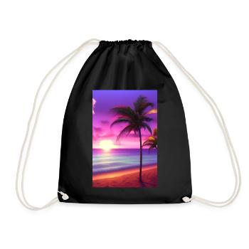 Caribbean Palm Beach - Drawstring Bag - black - Front