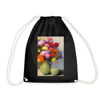 Flowers and butterfly - Drawstring Bag - black - Front
