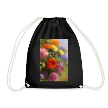 Flowers and butterfly - Drawstring Bag - black - Front