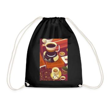 Coffee, coffee beans - Drawstring Bag - black - Front