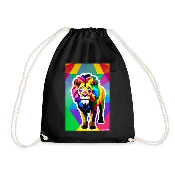 Leo Polygon Arc-en-ciel coloré sauvage Faune sauvage - Sac de sport léger - noir - Devant