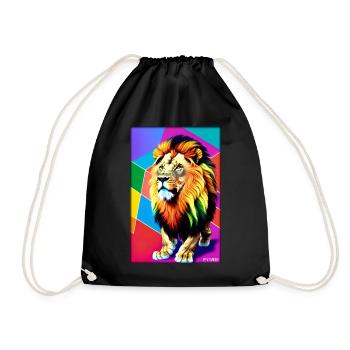 Leo Polygon Arc-en-ciel coloré sauvage Faune sauvage - Sac de sport léger - noir - Devant