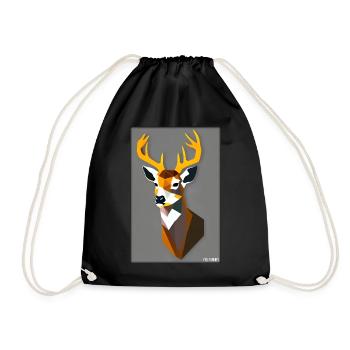 Deer Polygon Wildlife Wilderness Forest Nature Antlers - Drawstring Bag - black - Front