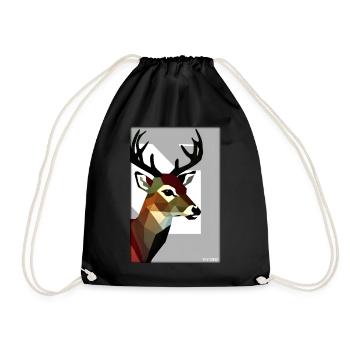 Deer Polygon Wildlife Wilderness Forest Nature Antlers - Drawstring Bag - black - Front