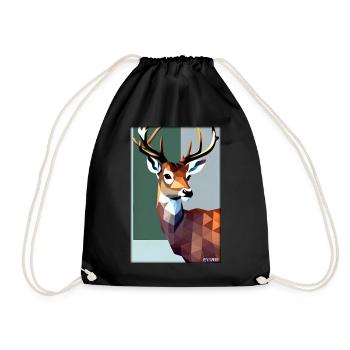 Deer Polygon Wildlife Wilderness Forest Nature Antlers - Drawstring Bag - black - Front