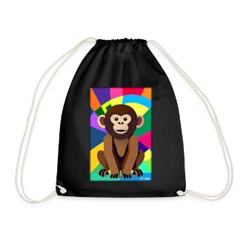 Monkey Polygon Animals Wilderness Zoo Africa Safari - Drawstring Bag - black - Front