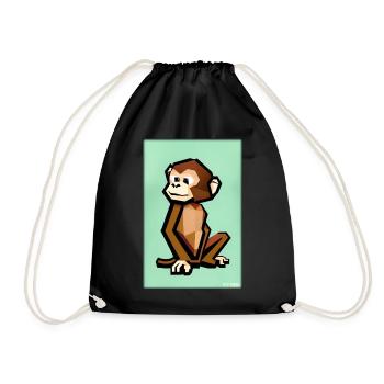 Monkey Polygon Animals Wilderness Zoo Africa Safari - Drawstring Bag - black - Front
