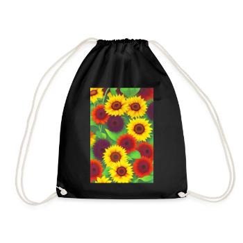 Sonnenblumen - Turnbeutel - Schwarz - Vorne