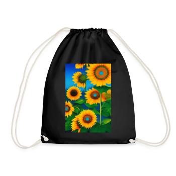 Sonnenblumen - Turnbeutel - Schwarz - Vorne