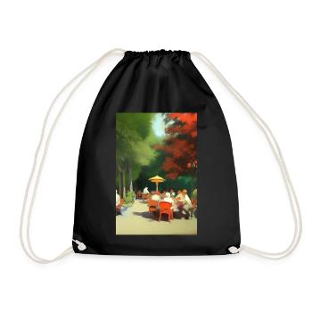 Outdoor Asian Cafe - Drawstring Bag - black - Front