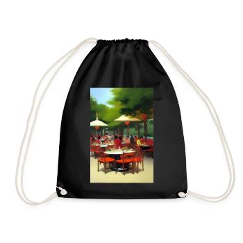 Outdoor Asian Cafe - Drawstring Bag - black - Front
