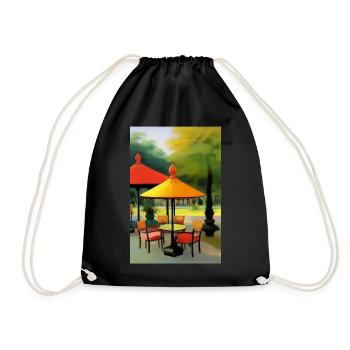 Outdoor Asian Cafe - Drawstring Bag - black - Front