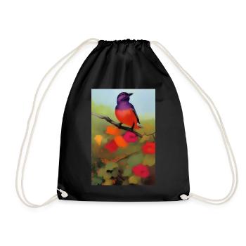 Oiseau sur branche avec des fleurs colorées - Sac de sport léger - noir - Devant