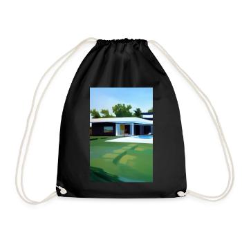White villa with pool - Drawstring Bag - black - Front