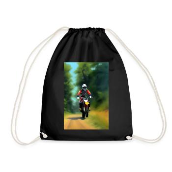 Motocross Riding - Drawstring Bag - black - Front