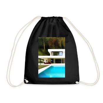 White villa with pool - Drawstring Bag - black - Front