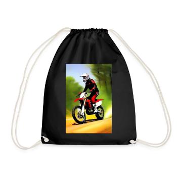 Motocross Riding - Drawstring Bag - black - Front