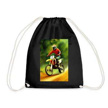 Motocross Riding - Drawstring Bag - black - Front