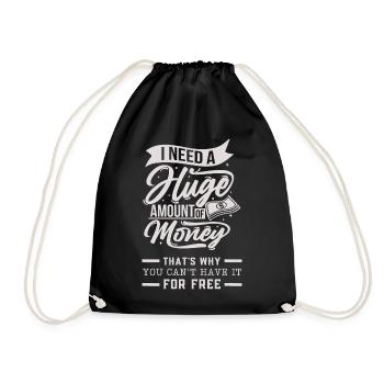 Geld, Money lustiger Typografie Spruch - Turnbeutel - Schwarz - Vorne