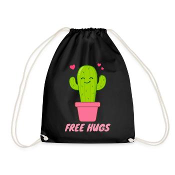 Free Hugs - Cute Cactus Hearts - Drawstring Bag - black - Front