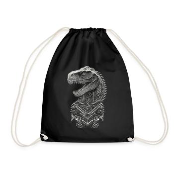 Portrait of a T-Rex Dinosaur - Drawstring Bag - black - Front