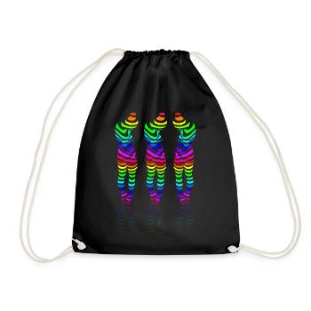 CSD 3girl friends lbgtq+ gay regenbogen party lesb - Turnbeutel - Schwarz - Vorne