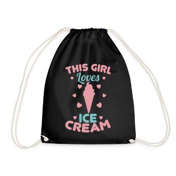 Little ice cream lover - Drawstring Bag - black - Front