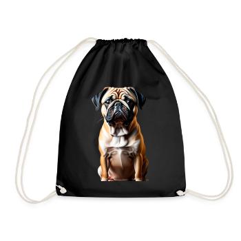 Mops-Hund-Thema - Turnbeutel - Schwarz - Vorne
