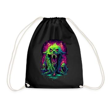 Horror Wolf, Creepy Zombie Dog - Drawstring Bag - black - Front