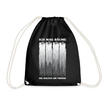 Ich mag Bäume! Lustiger Spruch Wald Natur Funshirt - Turnbeutel - Schwarz - Vorne