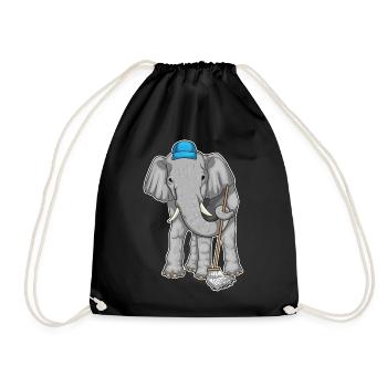 Elephant Cleaner Mop - Drawstring Bag - black - Front