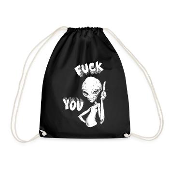Alien Sarcartic Funny Sayings Meme - Drawstring Bag - black - Front