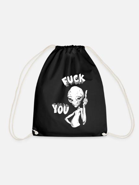 Alien Sarcartic Funny Sayings Meme - Drawstring Bag - black