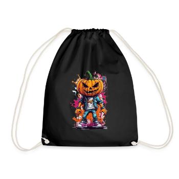 Unleash Spooky Creativity: Colorful Graffiti Pumpk - Drawstring Bag - black - Front