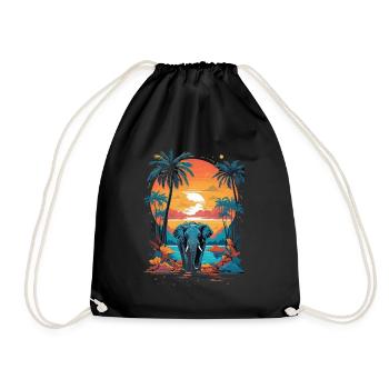 Urban Jungle Majesty: éléphant coloré - Sac de sport léger - noir - Devant