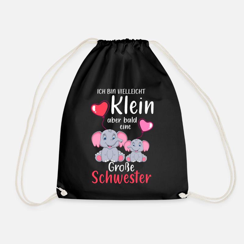 Ich Bin Klein Aber Bald Eine Große Schwester - Turnbeutel - Schwarz