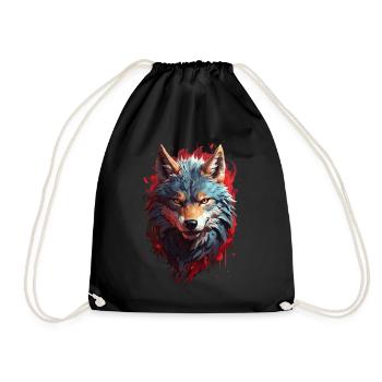 Düsterer Fenriswolf, mystischer Wolf - Turnbeutel - Schwarz - Vorne