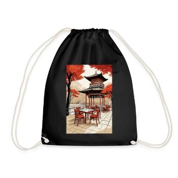 Asiatisches Kaffee - Turnbeutel - Schwarz - Vorne