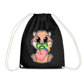 Baby Hausmeerschweinchen Motiv Meerschwein - Turnbeutel - Schwarz - Vorne
