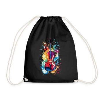 Violoncelle multicolore éclaboussure de couleur violon peinture éclaboussure - Sac de sport léger - noir - Devant