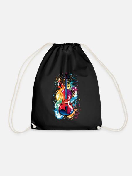 Cello Bunt Farbklecks Geige Farbspritzer - Turnbeutel - Schwarz