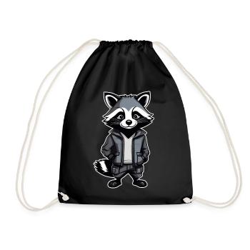 Raton laveur cool - Sac de sport léger - noir - Devant