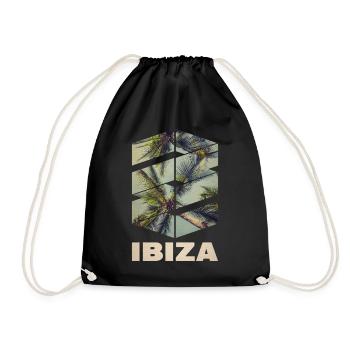 Ibiza Sommer Sonne Strand Meer Palmen Party - Turnbeutel - Schwarz - Vorne