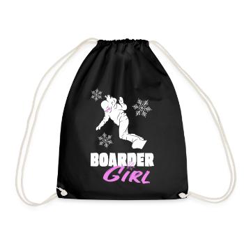 Snowboard Boarder Girl - Planche de piste Girl Woman - Sac de sport léger - noir - Devant