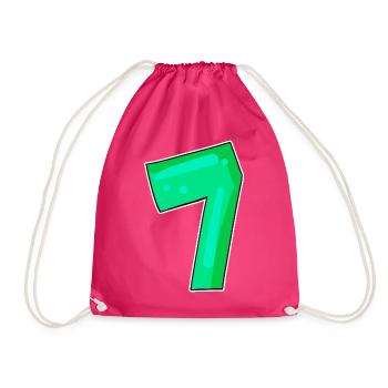 Zahl 7 Nummer Sieben - Turnbeutel - Fuchsia - Vorne